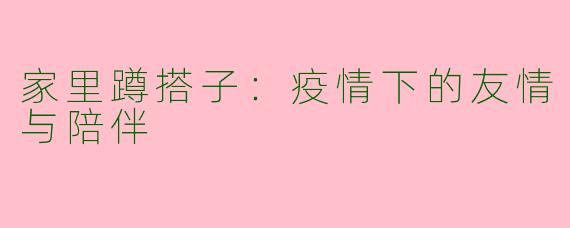 家里蹲搭子:疫情下的友情与陪伴