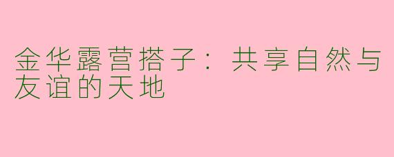 金华露营搭子：共享自然与友谊的天地