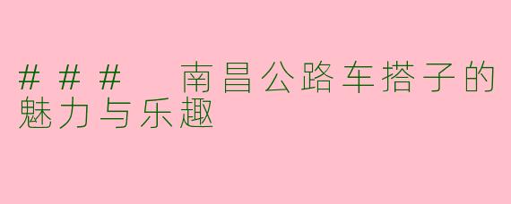 ### 南昌公路车搭子的魅力与乐趣