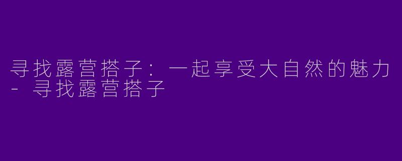寻找露营搭子:一起享受大自然的魅力