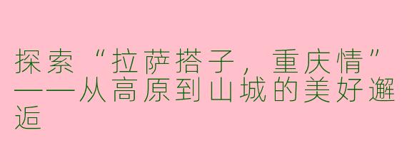探索“拉萨搭子，重庆情”——从高原到山城的美好邂逅