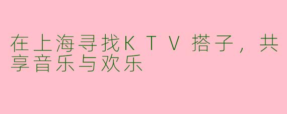 在上海寻找KTV搭子，共享音乐与欢乐