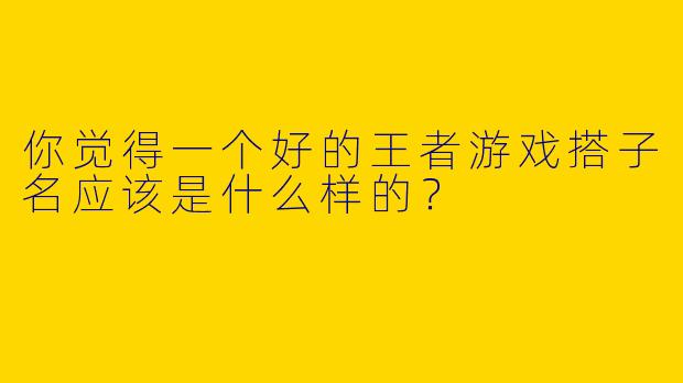 你觉得一个好的王者游戏搭子名应该是什么样的？  