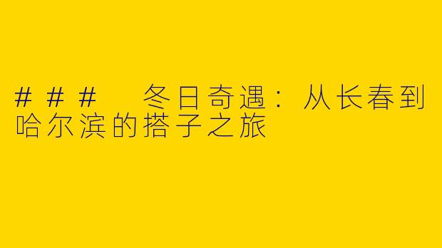 ### 冬日奇遇：从长春到哈尔滨的搭子之旅