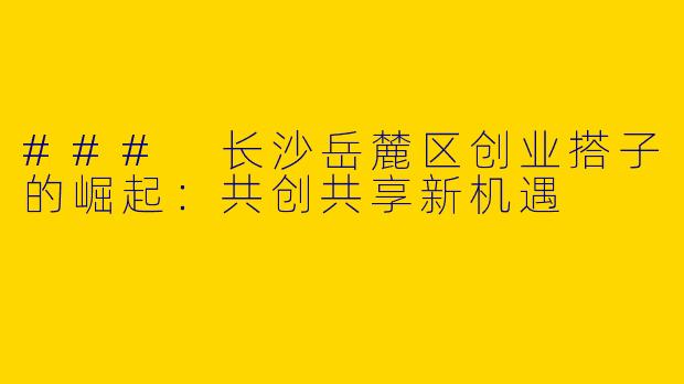 ### 长沙岳麓区创业搭子的崛起：共创共享新机遇