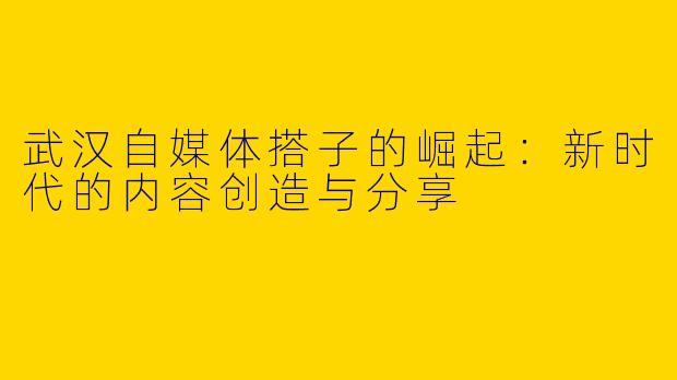 武汉自媒体搭子的崛起：新时代的内容创造与分享