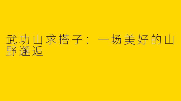 武功山求搭子：一场美好的山野邂逅