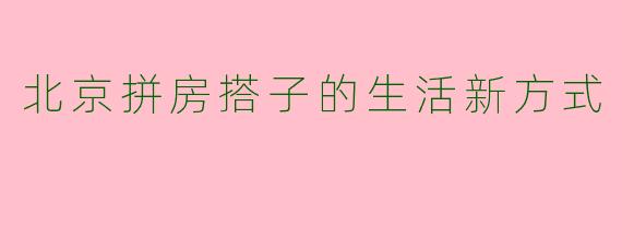北京拼房搭子的生活新方式