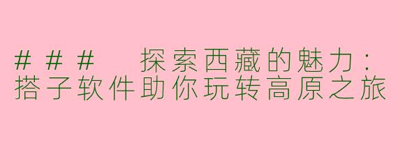 ### 探索西藏的魅力：搭子软件助你玩转高原之旅