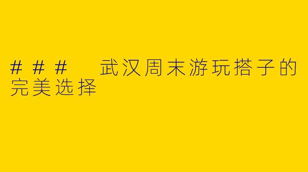 ### 武汉周末游玩搭子的完美选择