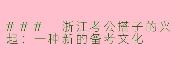 ### 浙江考公搭子的兴起：一种新的备考文化