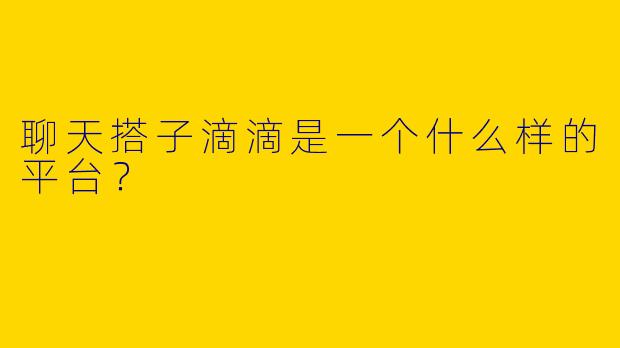 聊天搭子滴滴是一个什么样的平台?