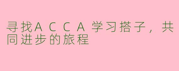 寻找ACCA学习搭子，共同进步的旅程