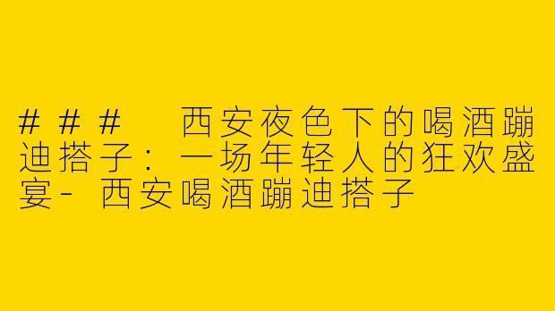 ### 西安夜色下的喝酒蹦迪搭子：一场年轻人的狂欢盛宴