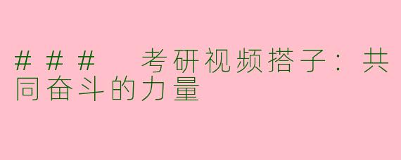 ### 考研视频搭子：共同奋斗的力量