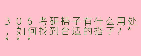 306考研搭子有什么用处，如何找到合适的搭子？****