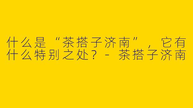 什么是“茶搭子济南”,它有什么特别之处?