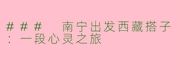 ### 南宁出发西藏搭子：一段心灵之旅