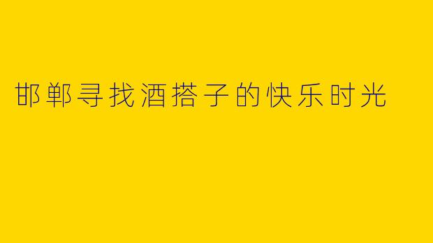 邯郸寻找酒搭子的快乐时光