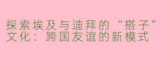 探索埃及与迪拜的“搭子”文化：跨国友谊的新模式