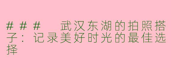 ### 武汉东湖的拍照搭子：记录美好时光的最佳选择