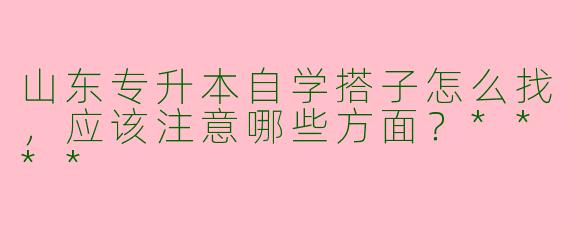 山东专升本自学搭子怎么找，应该注意哪些方面？****