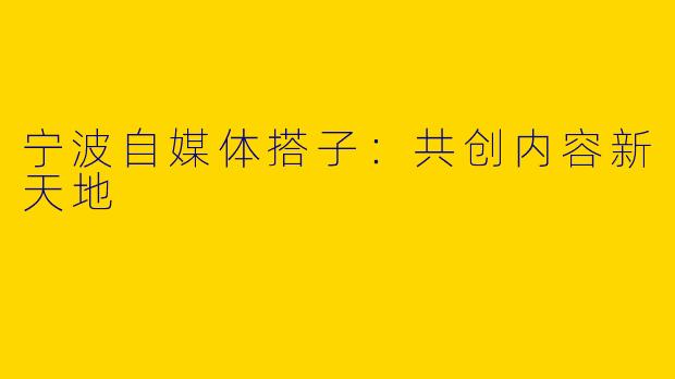 宁波自媒体搭子：共创内容新天地
