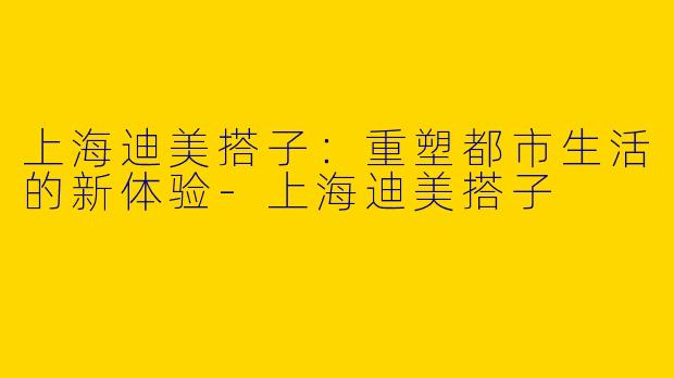 上海迪美搭子：重塑都市生活的新体验-上海迪美搭子