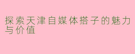探索天津自媒体搭子的魅力与价值