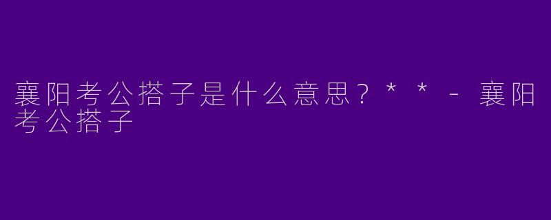 襄阳考公搭子是什么意思？**