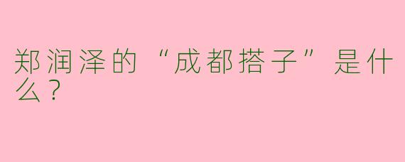 郑润泽的“成都搭子”是什么？