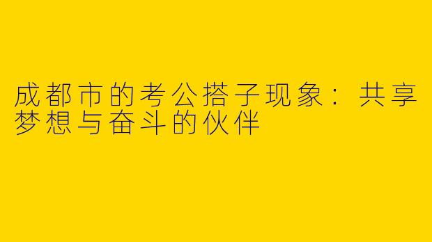 成都市的考公搭子现象：共享梦想与奋斗的伙伴