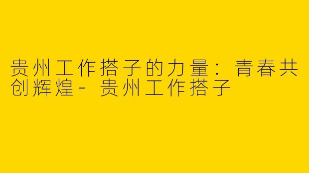 贵州工作搭子的力量：青春共创辉煌