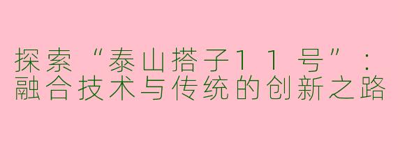 探索“泰山搭子11号”：融合技术与传统的创新之路