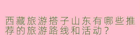 西藏旅游搭子山东有哪些推荐的旅游路线和活动？
