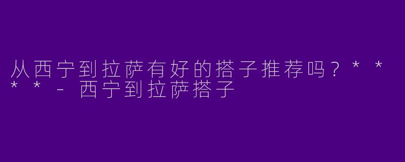 从西宁到拉萨有好的搭子推荐吗？****