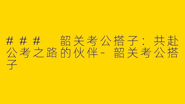 ### 韶关考公搭子:共赴公考之路的伙伴
