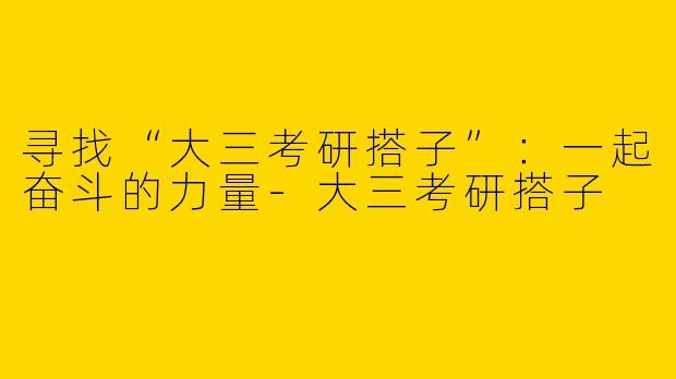 寻找“大三考研搭子”：一起奋斗的力量-大三考研搭子