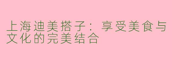 上海迪美搭子：享受美食与文化的完美结合