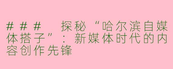 ### 探秘“哈尔滨自媒体搭子”：新媒体时代的内容创作先锋