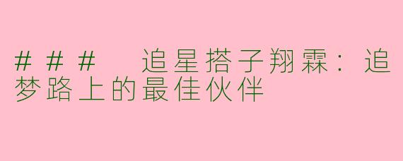 ### 追星搭子翔霖：追梦路上的最佳伙伴 