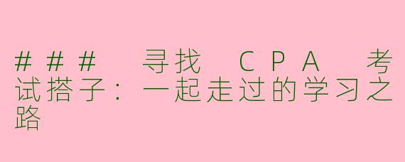 ### 寻找 CPA 考试搭子：一起走过的学习之路