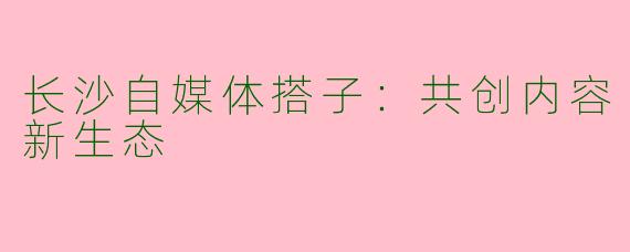 长沙自媒体搭子：共创内容新生态