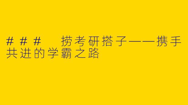 ### 捞考研搭子——携手共进的学霸之路