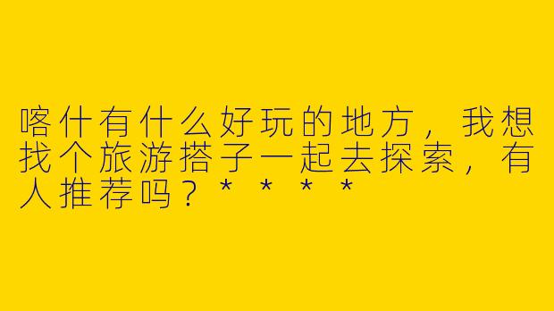 喀什有什么好玩的地方，我想找个旅游搭子一起去探索，有人推荐吗？****