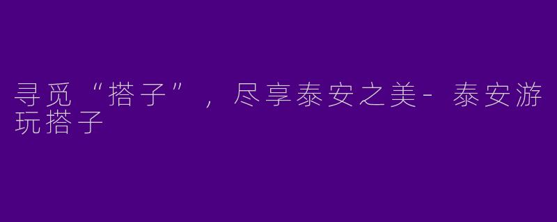寻觅“搭子”,尽享泰安之美