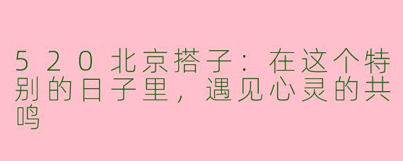520北京搭子：在这个特别的日子里，遇见心灵的共鸣