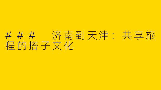 ### 济南到天津：共享旅程的搭子文化