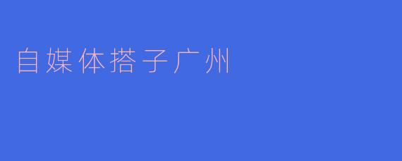 自媒体搭子广州