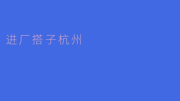 什么是“进厂搭子杭州”？  